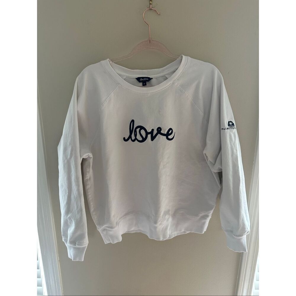 Ame & Lulu Love White Crew Neck Sweatshirt Palmetto Bluff White M Tennis